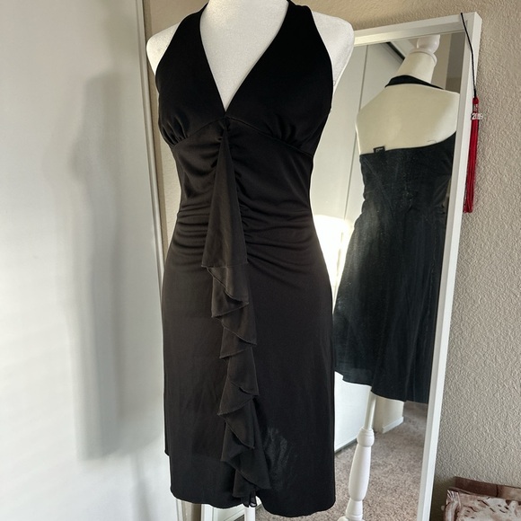 Taboo y2k Black halter Backless Dress with Ruffle Accent size Medium - Picture 1 of 4